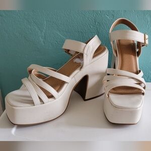 Report White Chunky Platform Strappy Sandals